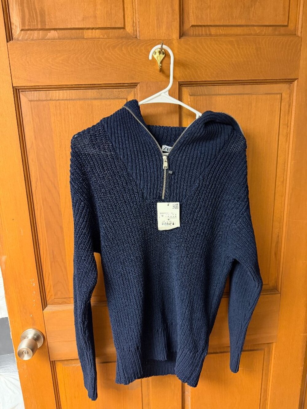Zara Women's Navy Half-Zip Turtleneck Sweater Size Medium Brand New!!